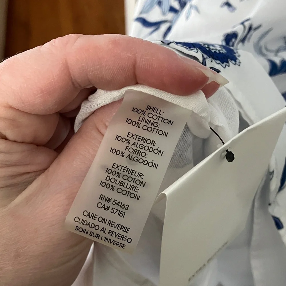 Calvin Klein White Midi Shirt Dress with Blue Floral Print - Picture 8 of 8
